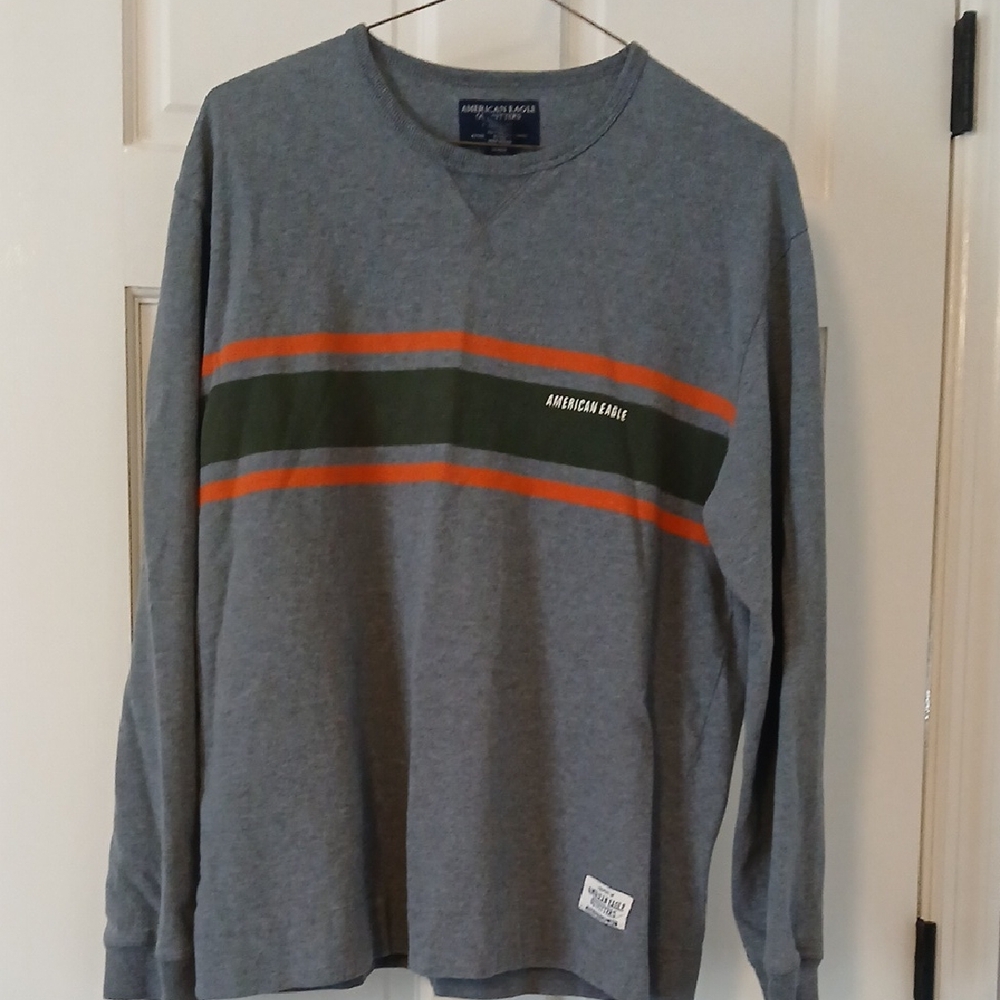 American Eagles Outfitters Vintage Gray Long Sleeve Shirt with Stripes